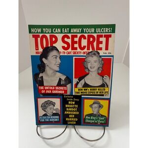 Top Secret Magazine February 1958 Marilyn Monroe Ava Gardner Bardot Vintage